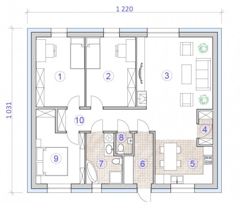 Dom o powierzchni 100 m2 (wersja C)