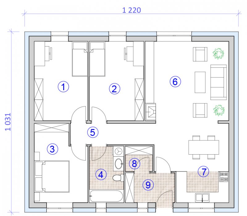 Dom o powierzchni 100 m2 (wersja A)